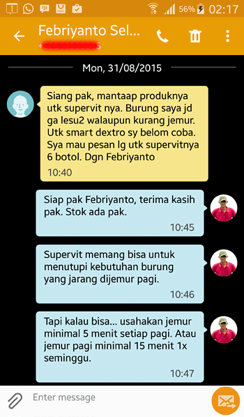 Smart SUPERVIT, Vitamin Harian untuk Burung Lomba